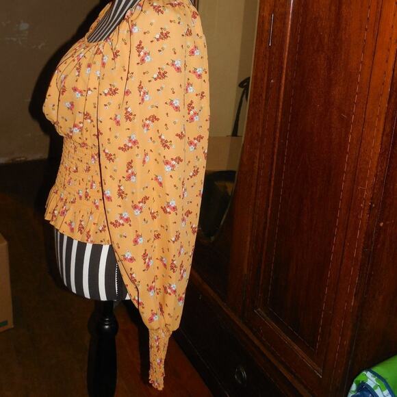 Ultra Flirt Cottagecore Boho Hippie Orange Floral Summer Teen Spirt Top - Picture 3 of 7